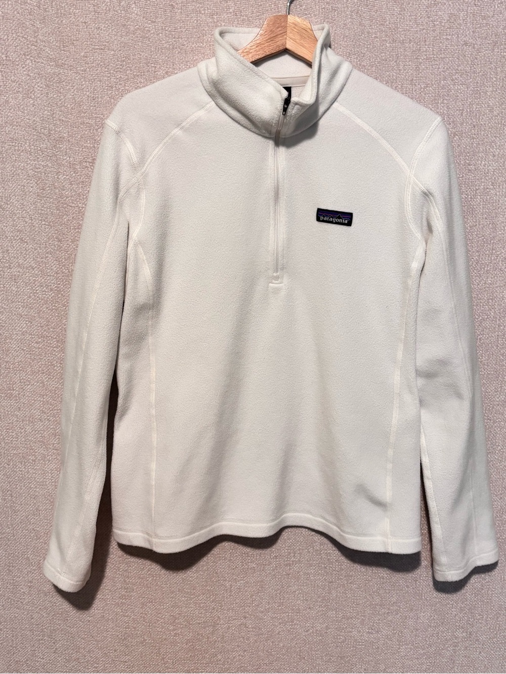 Patagonia Women's micro D white Half-Zip Fleece Pullover outdoor hiking Sz large - Picture 2 of 10